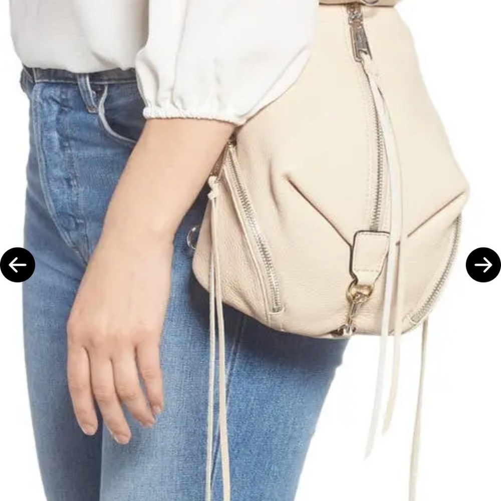 Rebecca Minkoff Pebbled Leather Mini Backpack in Light Cream - Picture 3 of 7